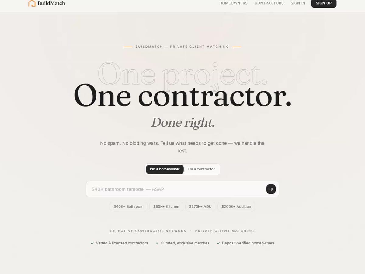 BuildMatch — Contractor marketplace